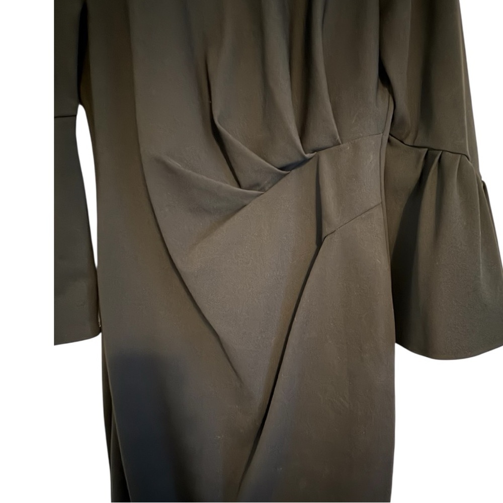 Adrianna Papell Black Bell Sleeve Ponte Knit Sheath Dress | Size 10 Regular - Picture 8 of 16